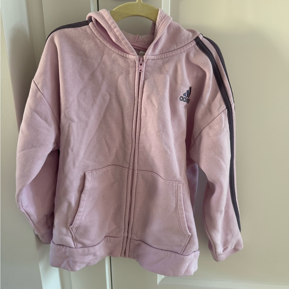 Adidas Kids Light Pink Zip-Up Hoodie